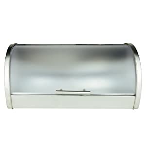 galashield bread box stainless steel with frosted acrylic roll top|Amazon.com: Stainless Steel Bread Box.